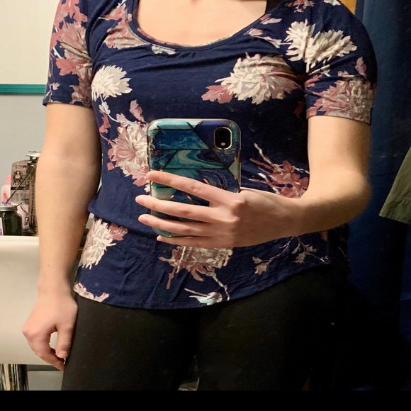 Navy Blue Floral Shirt - Picture 3 of 3